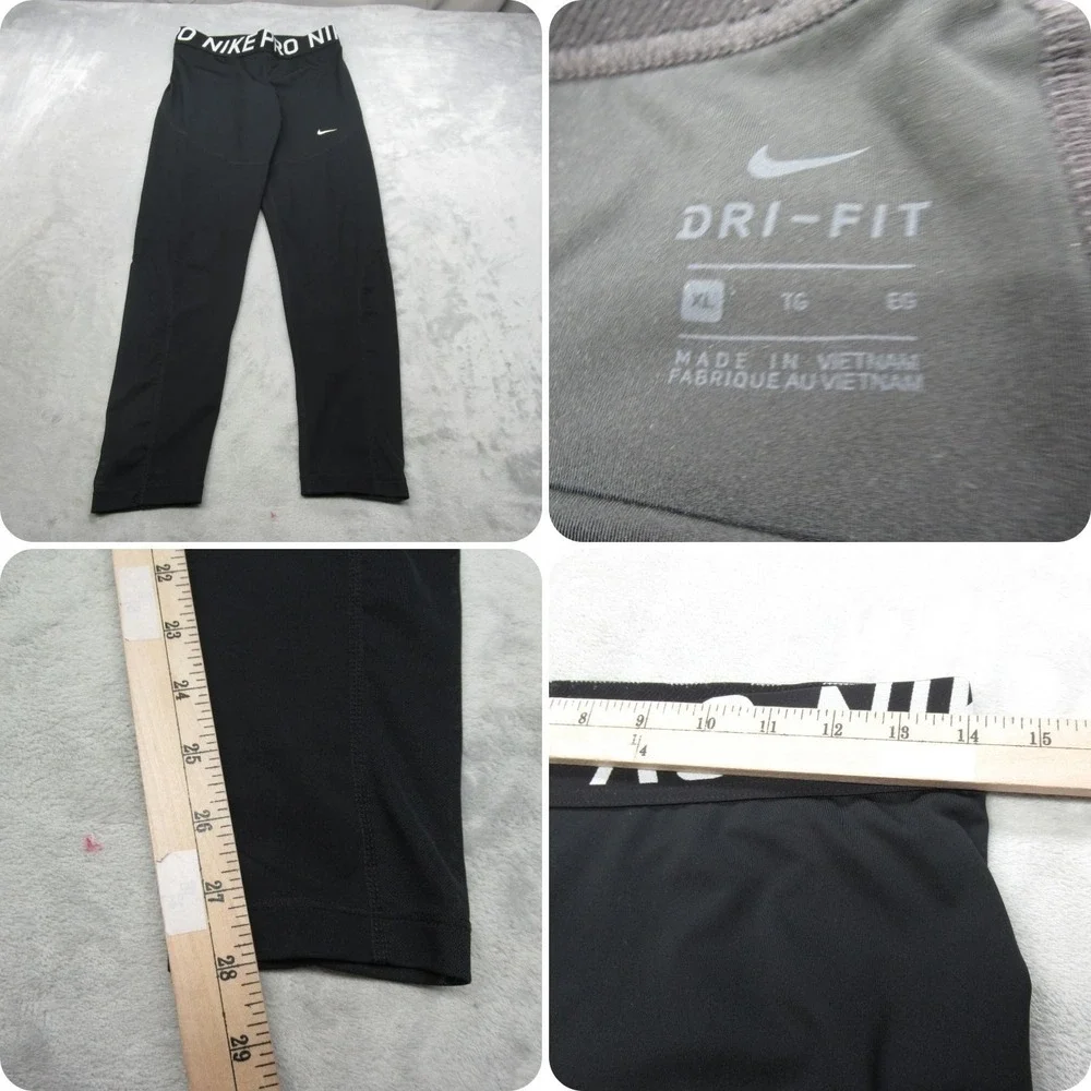 Nike Pro‎ Leggings Mens XL Black Dri-FIT Compression Lightweight Athletic 28x28